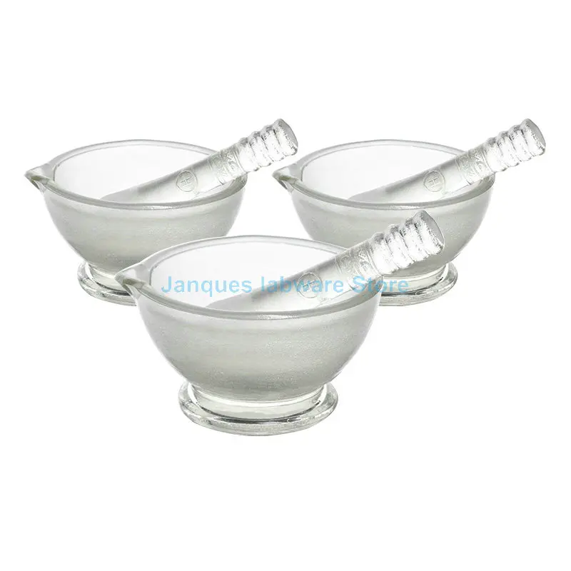 1pcs Laboratory DIA  60mm to 150mm Glass Mortar with grinding rod Reagent preparation Bowl with Grinding Pestle Grinding Bowl