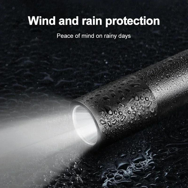 Powerful Portable LED Mini Flashlight Strong Light Waterproof Outdoor Ultra Bright Built-in Battery Long-range Searchlight