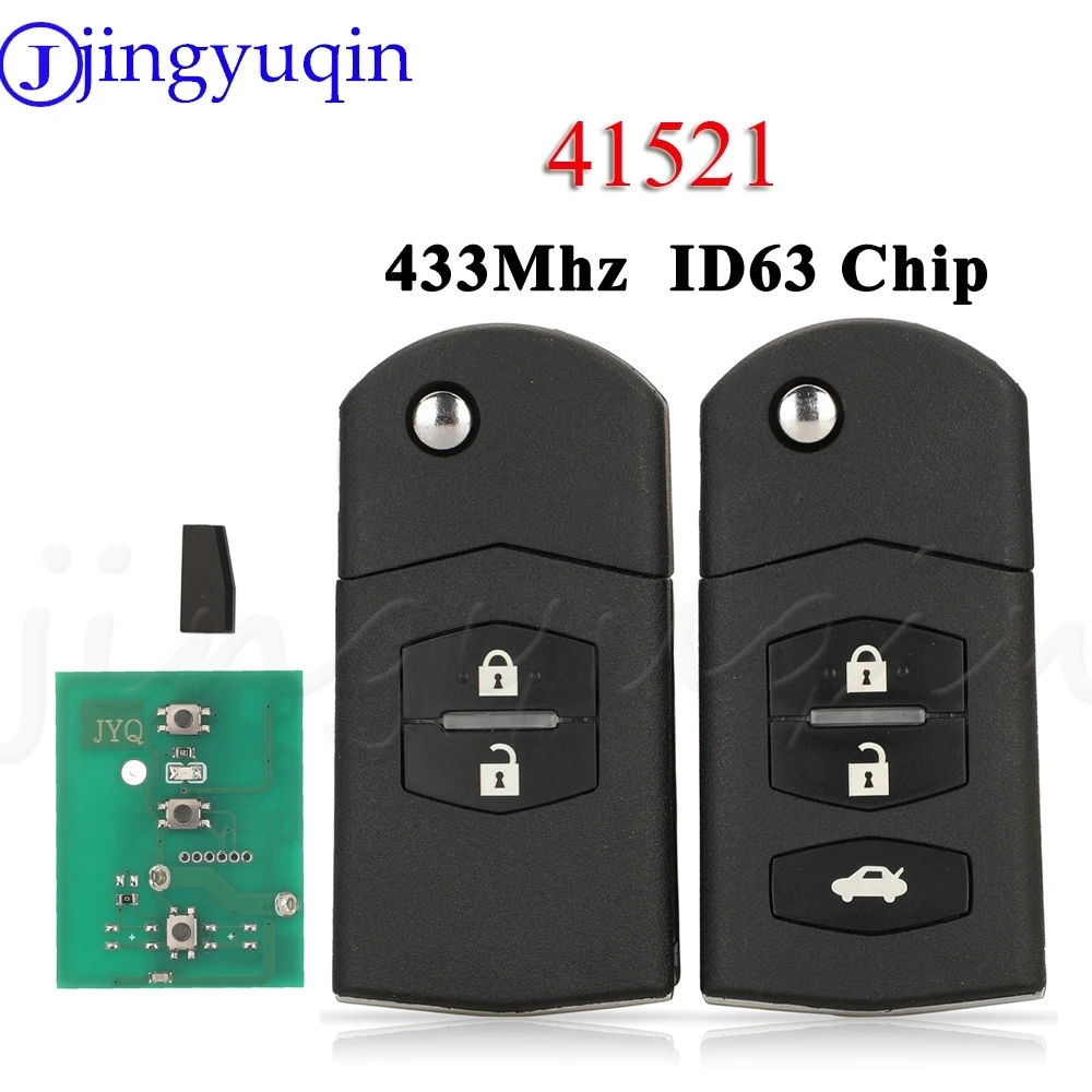 JYQ 41521 2/3Buttons Flip Remote Car Key 433MHZ 4D63 Chip For Mazda 3 6 M3 M6 2003-2011 2012+ 41781 Aoto Fob Control