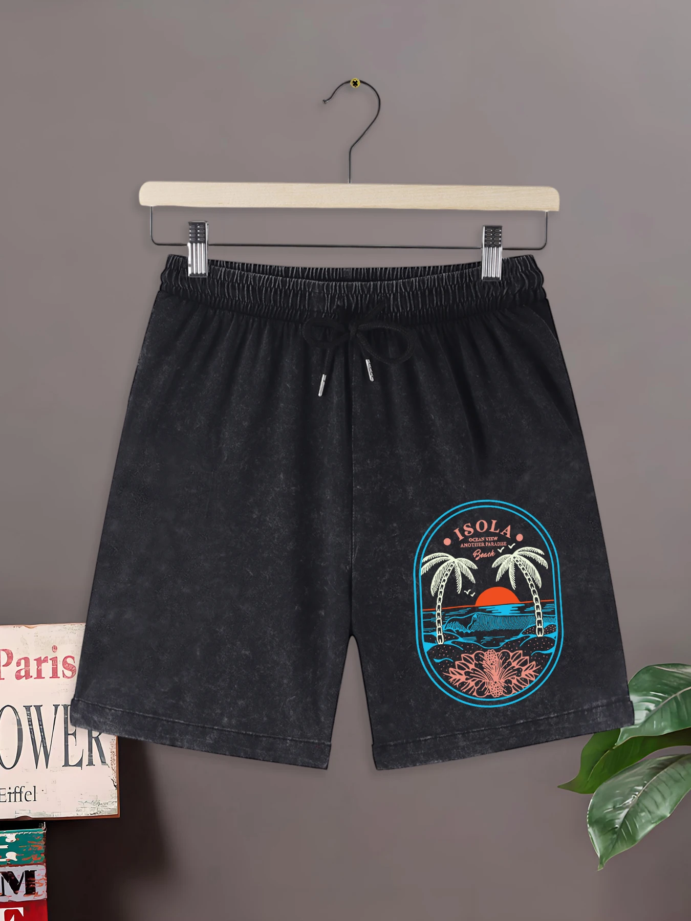 

Мужские летние молодежные шорты Isola Beach Blue Word Prints из хлопка с принтом, повседневные, в стиле хип-хоп, уличные, спортивные, ретро