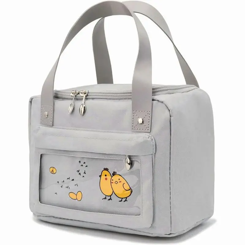 Oxford Cloth Lunch Bag Beige/Purple/Pink/Grey Food bag Thermal Insulated Aluminum Mold Lunch Box for Women Men Student Lunch bag view 5