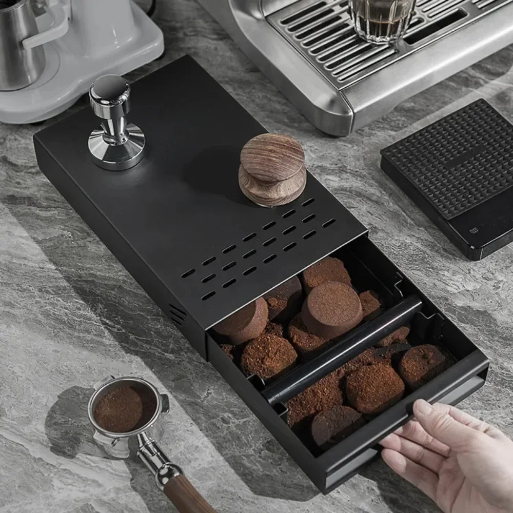 

Espresso Coffee Grounds Box Drawer Type Knock Case Storage Bucket Knocking Boxes Bar Stainless Steel Grindings Container Tool