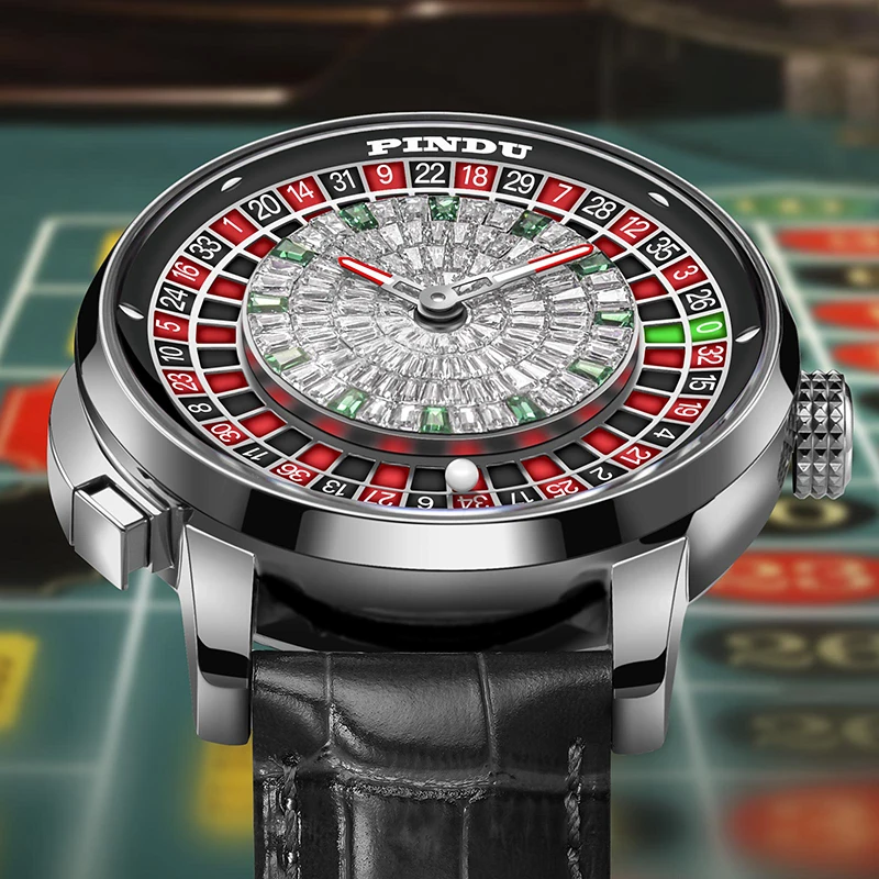PINDU ساعة عصرية ميكانيكية للرجال NH35 الروليت للرجال العلامة التجارية الفاخرة الدورية الروليت الياقوت ساعة زجاجية مقاوم للماء