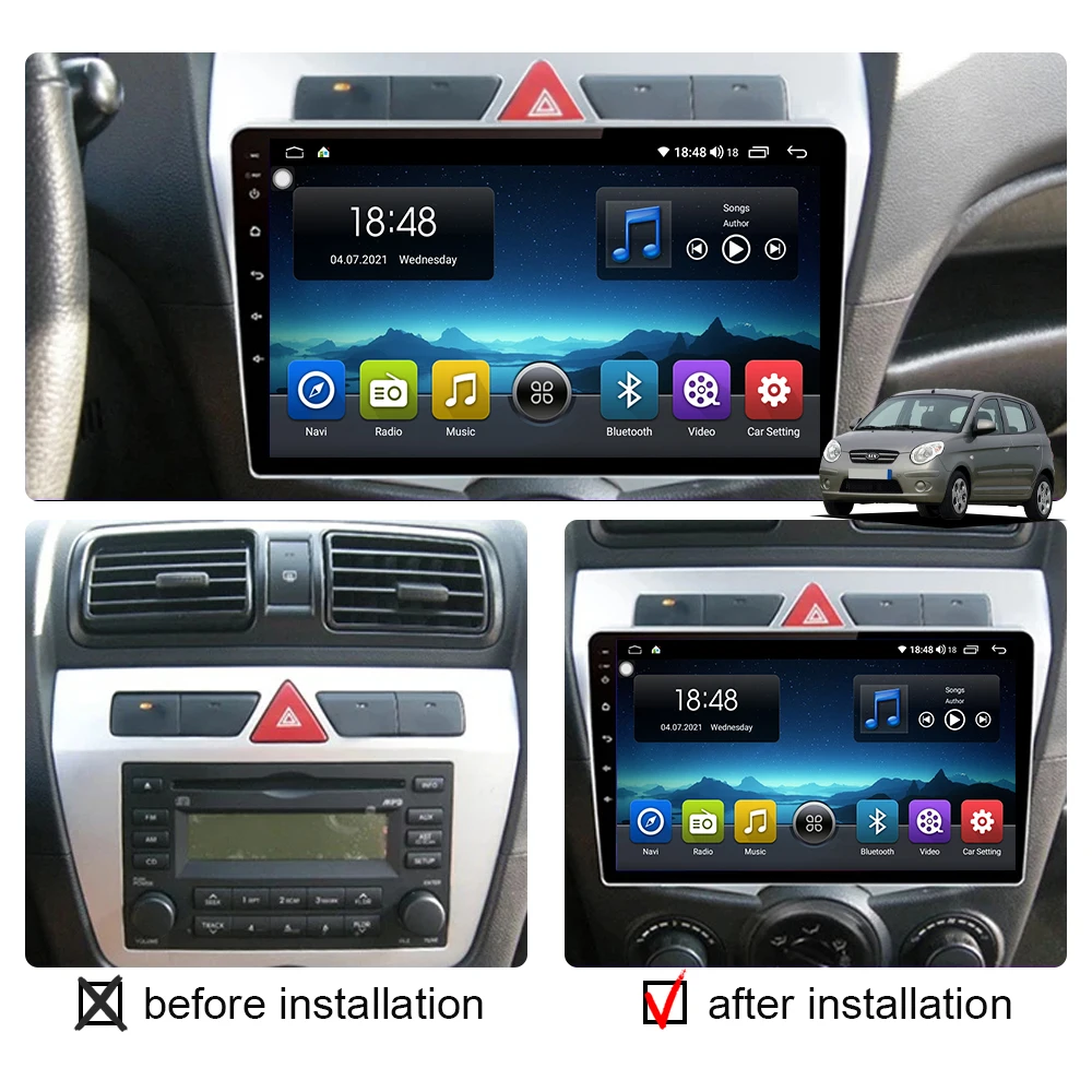 8G 256G Car Radio Carplay Android all in one For Kia Morning Picanto 2007 - 2010 Multimedia Player GPS Navigation Split Screen