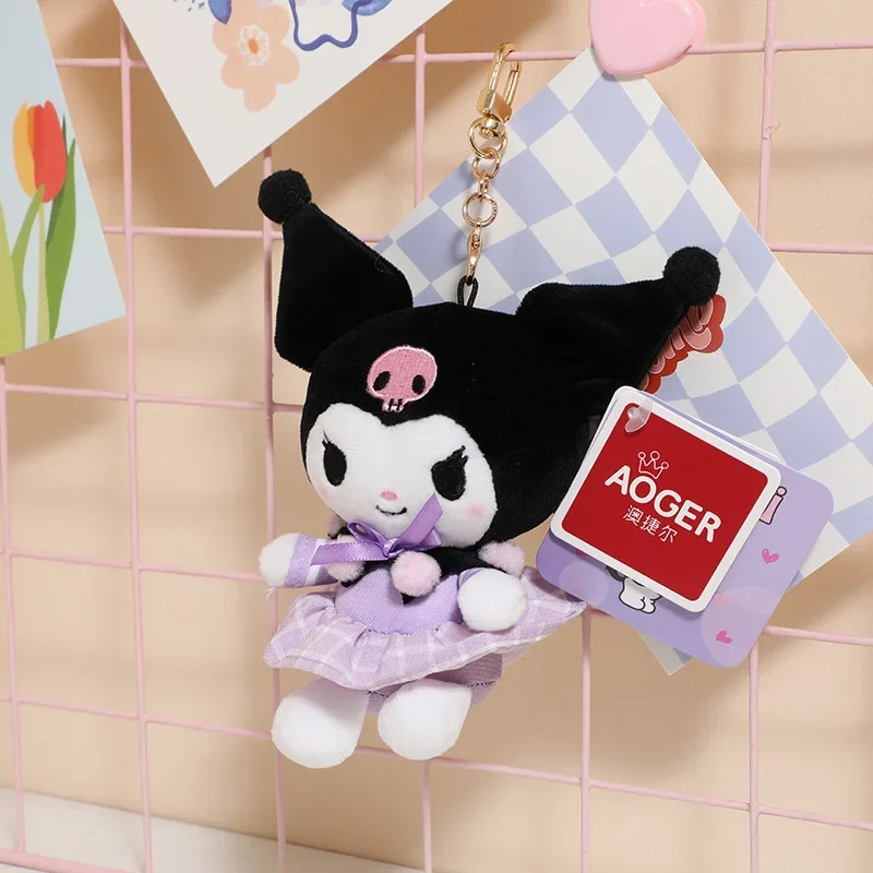 Sanrio Uniforme Série Plush Chaveiro, Kuromi Melody Pingente, Cinnamoroll Pochacco Kawaii Menina Boneca Presente