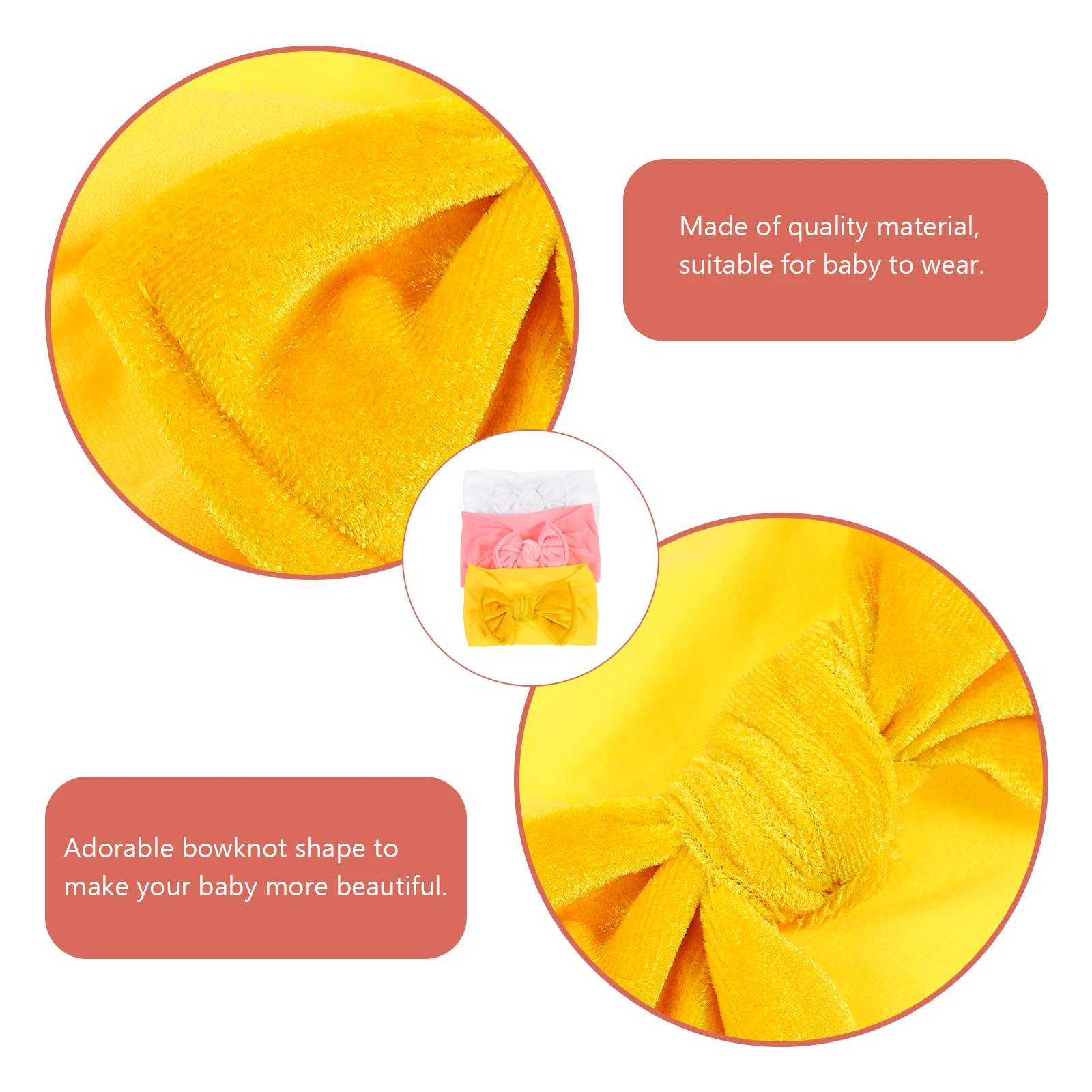 

3 pcs Baby Bowknot Headband Children Hair Ornament Headwear for Photography Baptism Party Newborn Girls Nylon Wraps