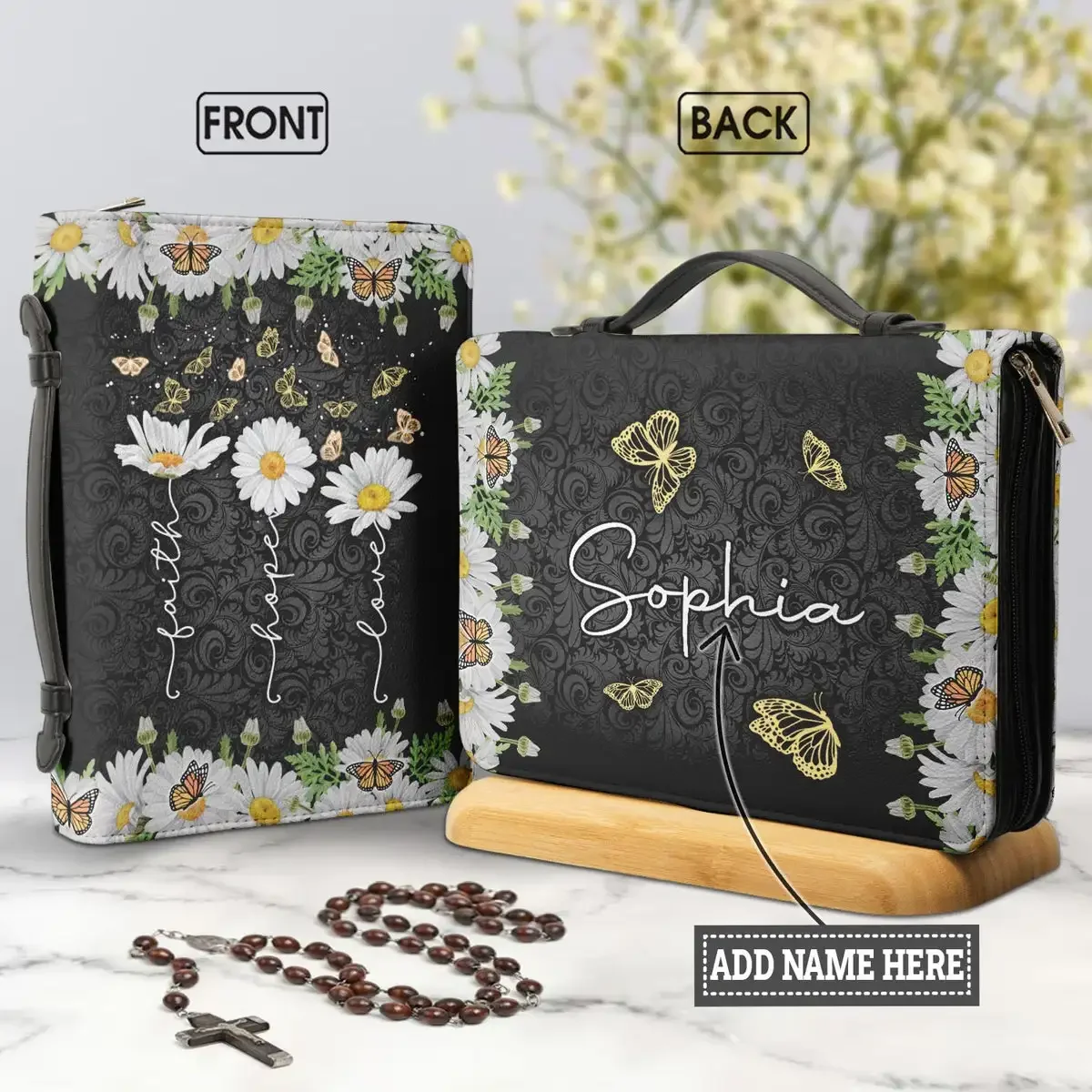 

Small Daisy Butterflies Design Bible Storage Bag Bible Study Book Holy Cover Case Personalitized Carry Bag Protective Handbags