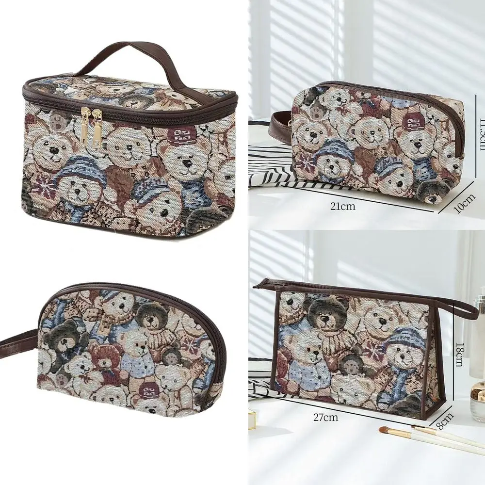 

Cute Kawaii Women's Bear Cosmetic Bag Large Capacity Cartoon Ladies Handbag Square Cosmetic Pouch Toiletry
