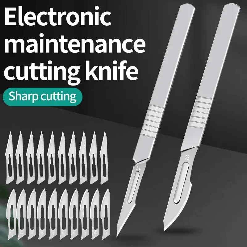 22 PCS Tool Steel Scalpel Set 11 # 23 # Blade 3 # Holder 4 # Handle Trimming Grafting Artistic Film Carving Sharp Circuit Board