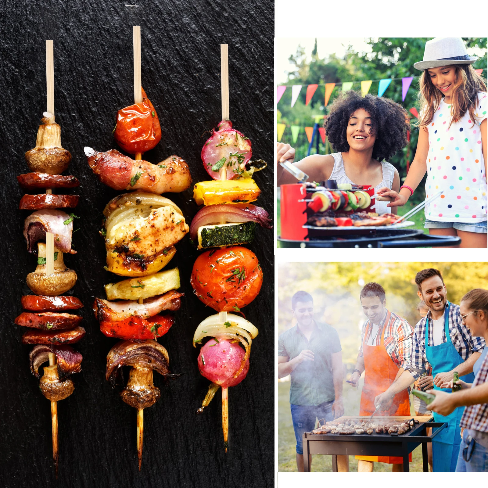 

200pcs Skewers 4 0mm x 20cm Food Grade Sturdy BBQ Grilling Sticks Disposable Craft Bamboo Sticks For Crafts Chicken Kabob