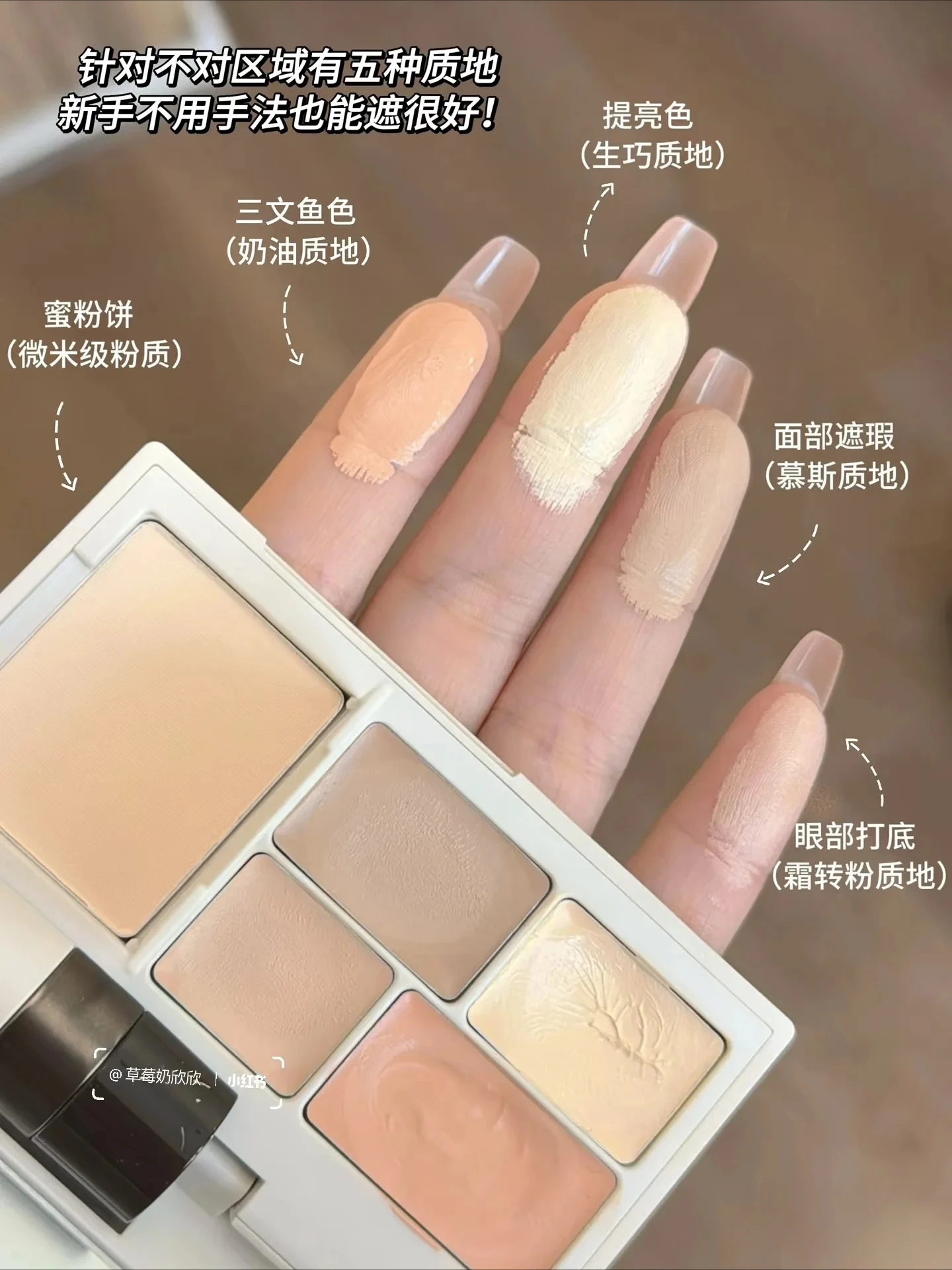 INSBAHA 5 Color Concealer Brightening Acne Mark Dark Eye Circles Tears Furrow Permanent Facial Concealer Setting Powder Plate