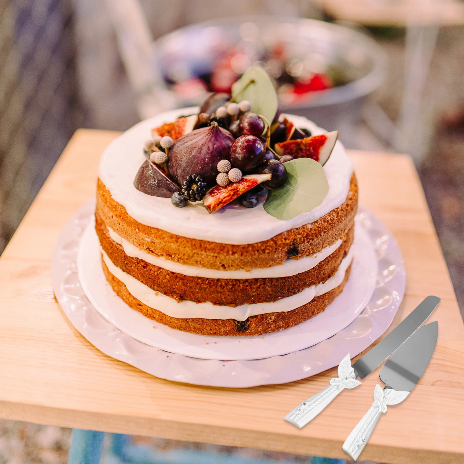 

2pcs Wedding Cake Knife Spatula Set Resin Handle Ergonomic Design Bridal Shower Party Favor Decorations