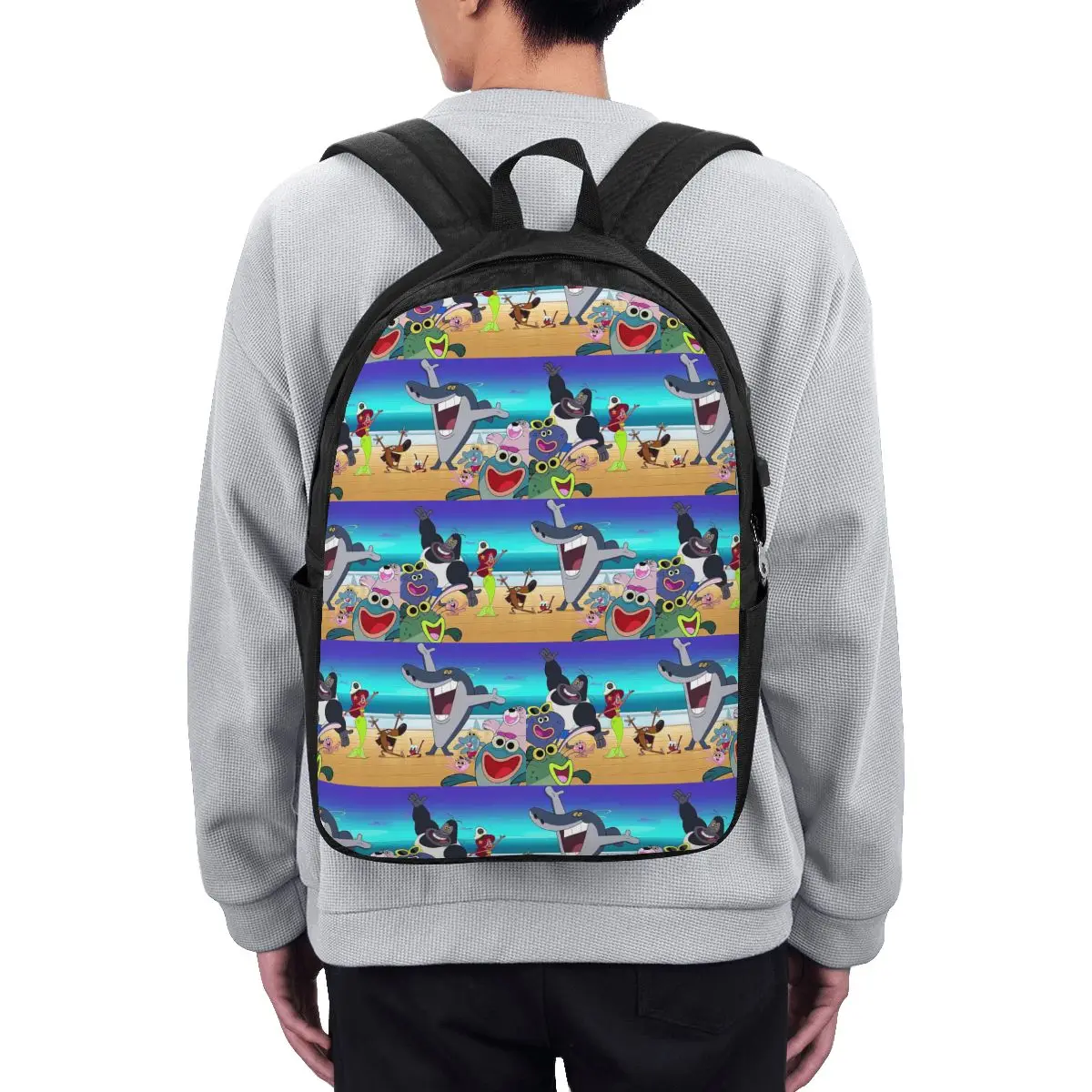 

Zig & Sharko Cartoons Kid Backpack Travel Notebook Bag Computer College Student School Bag Laptop Shoulder Bags for Men Women