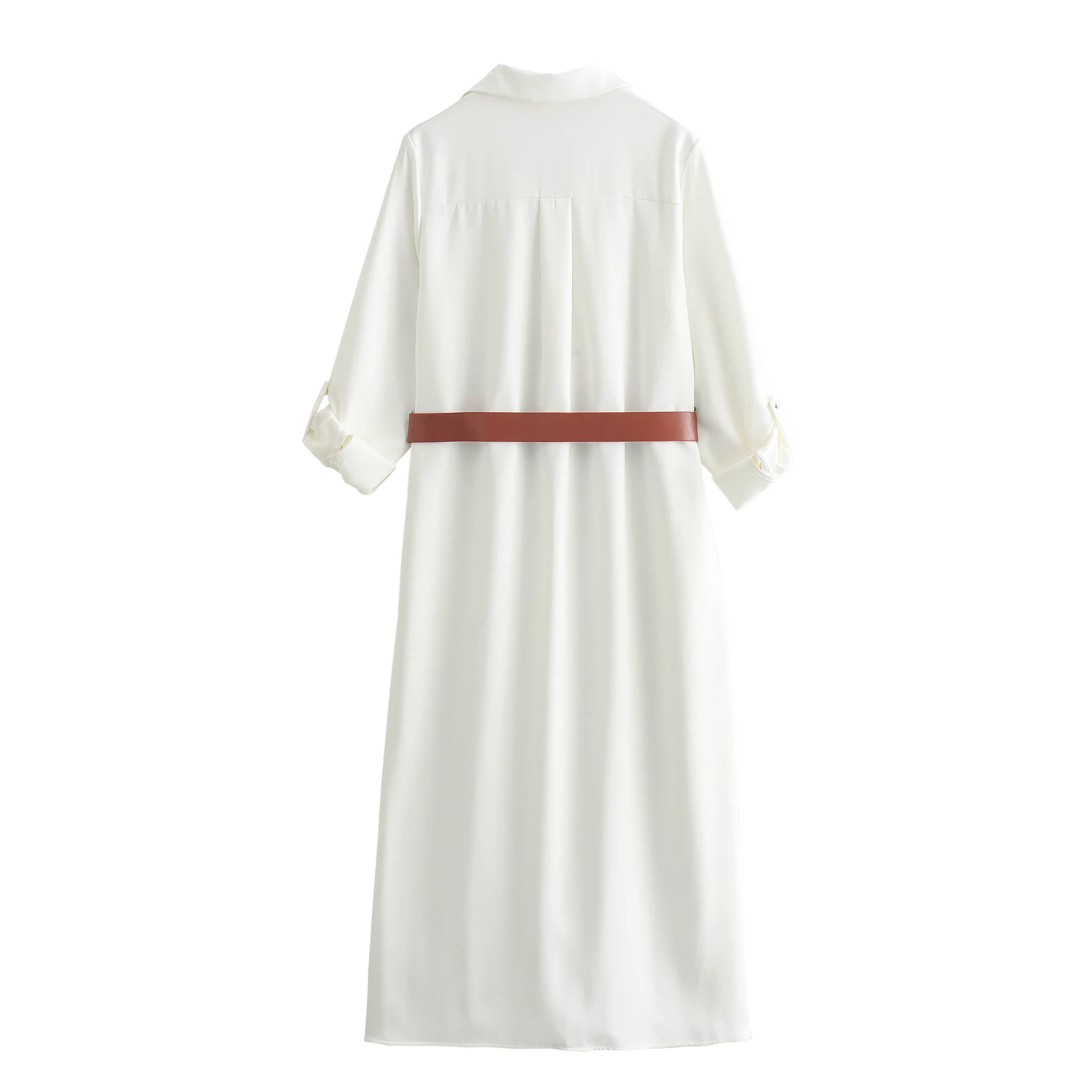 Tangada 2024 Fashion Women White Dress With Slash Long Sleeve Famle Long Dresses PS042