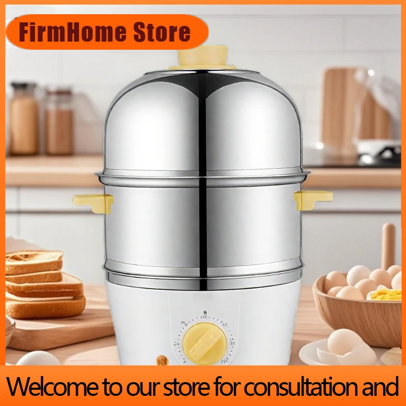 FirmHome StoreMulti-Function Stainless Steel Double-Layer Egg Cooker – Steamer, Poacher, And Breakfast Maker Egg Boiler Mini Kit