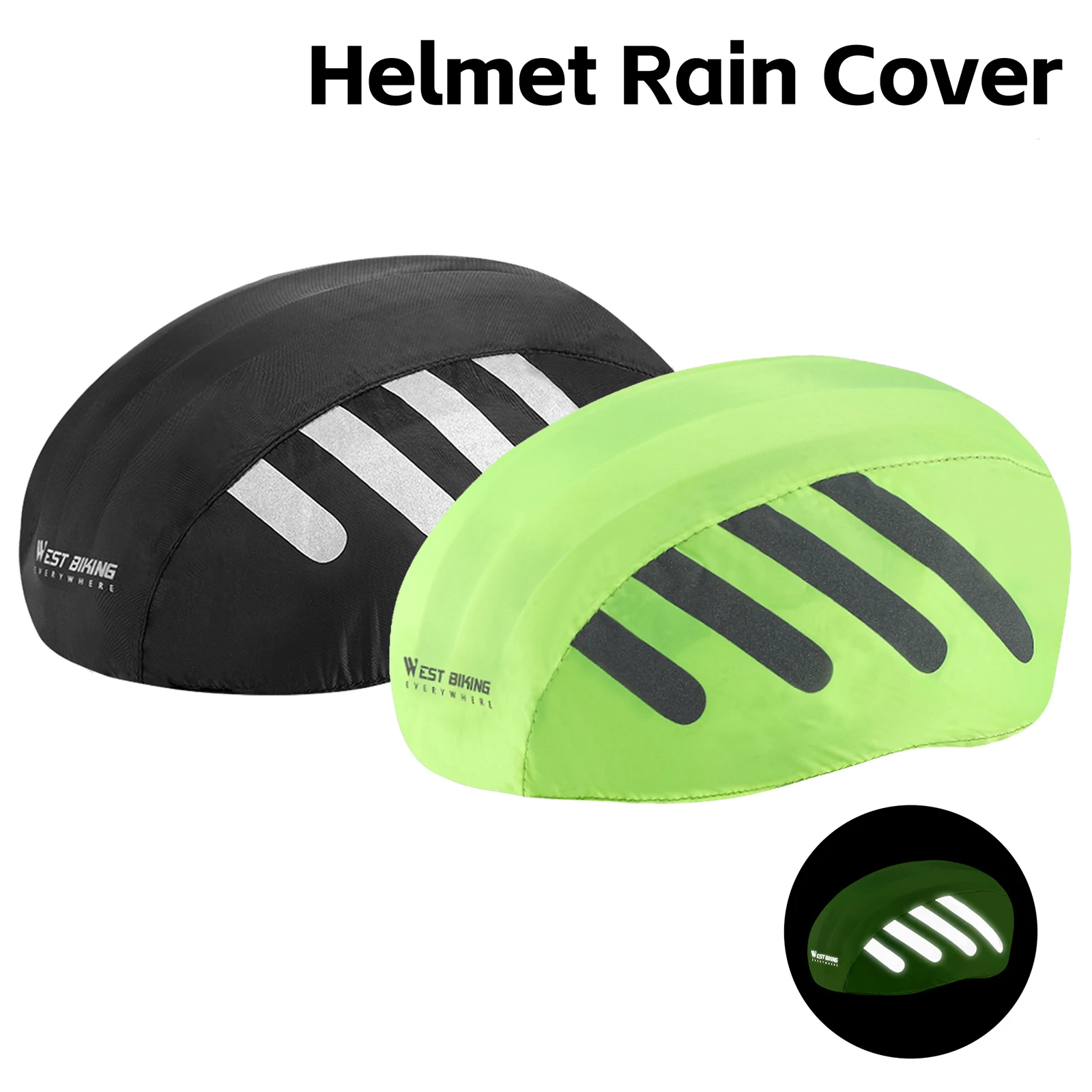 Bicycle Helmet Rain Cover Reflective Road Bike Helmet Cover Waterproof Dustproof Drawstring Protective Cover for Helmet Foldable