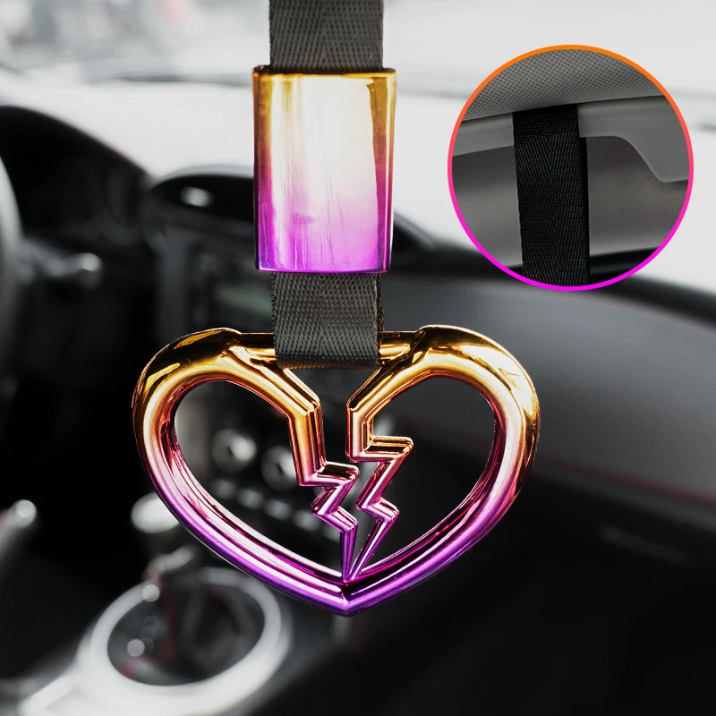 JDM Tow Rope Heart Ring Car Tow Decoration Belt Train Bus Handle Hand Strap Drift Charm Strap Drift Front Tow Hook Car Styling