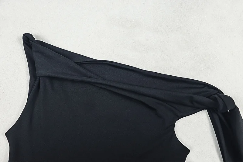 Frauen Solide Lace Up Bänder Bodycon Mini Kleid Twist Geneigte Schulter Ärmellose Dünne Hipster Nacht Clubwear Party Outfits