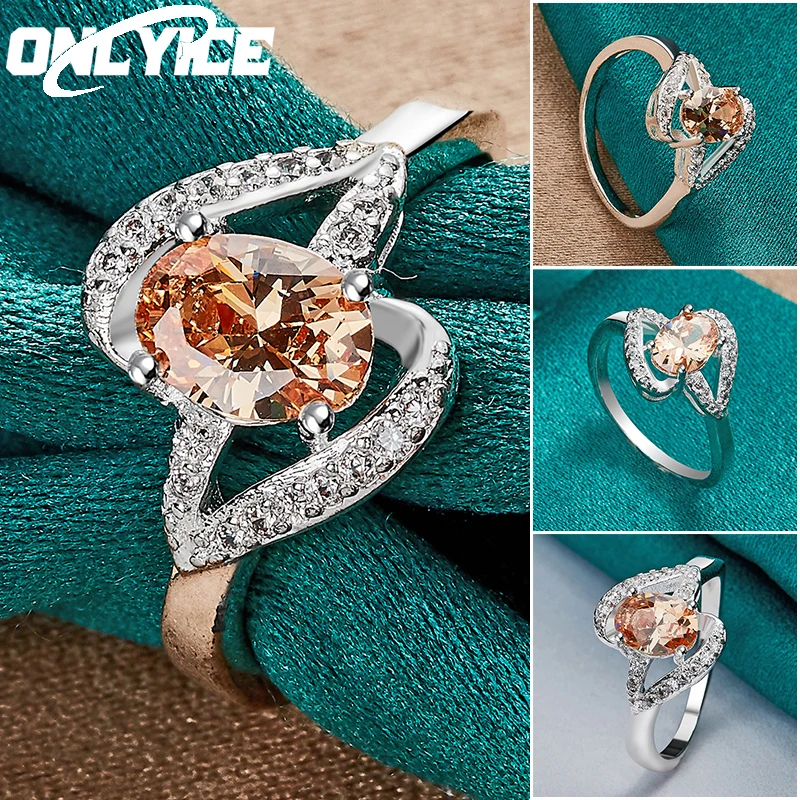 

Charm 925 Sterling Silver Elegant Orange AAAAA Zircon Ring For Women Size 7/8/9/10 Christmas Gifts Fashion Party Wedding Jewelry