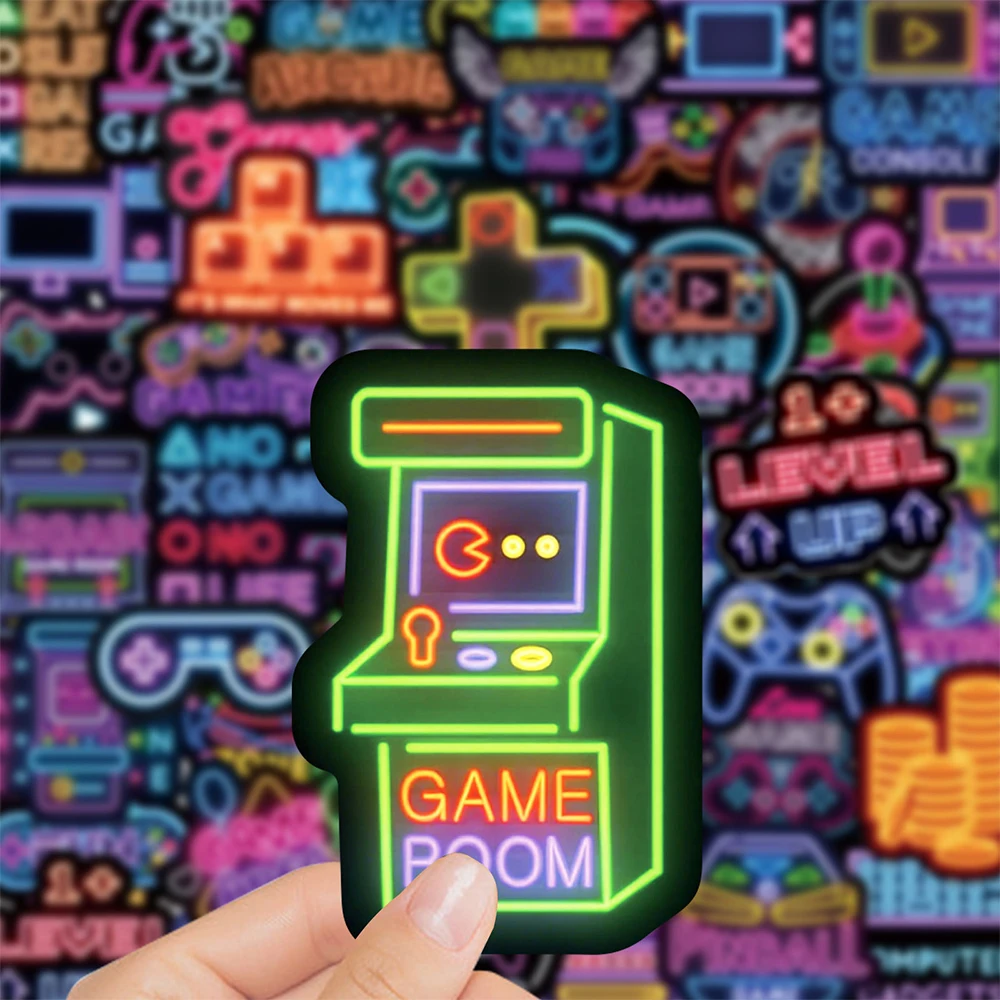 

10/30/50pcs Cool Neon GamePad Cartoon Stickers Funny Creative Graffiti Sticker Laptop Luggage Phone Decals Decoration Supplies