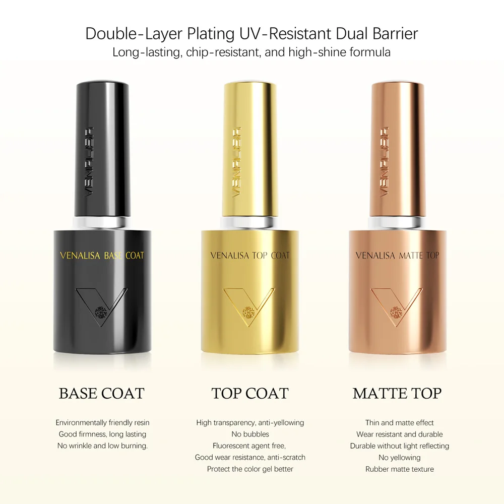 VENALISA 1/2/3 Uds 10/60ml Base de Gel superior abrigo mate esmalte de uñas brillo TPO/HEMA libre LED UV de larga duración DIY salón manicura mujeres