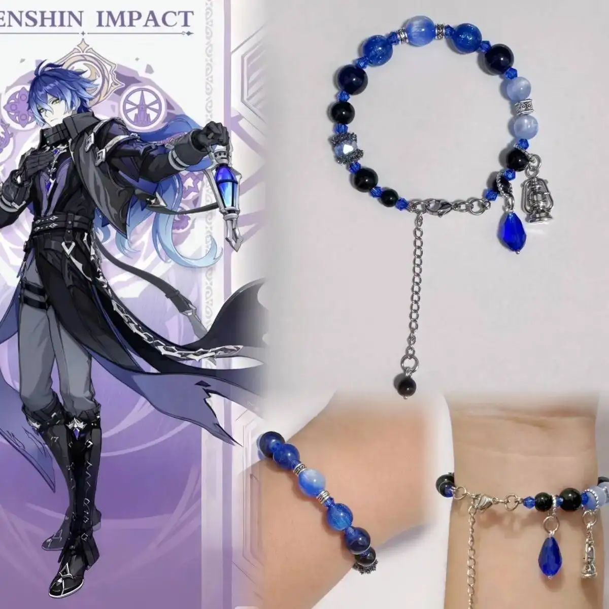

Genshin Impact Kyryll Chudomirovich Flins Acg Crystal Beads Strings Of Bracelets Handmade Elastic Rope Jewelry Gifts