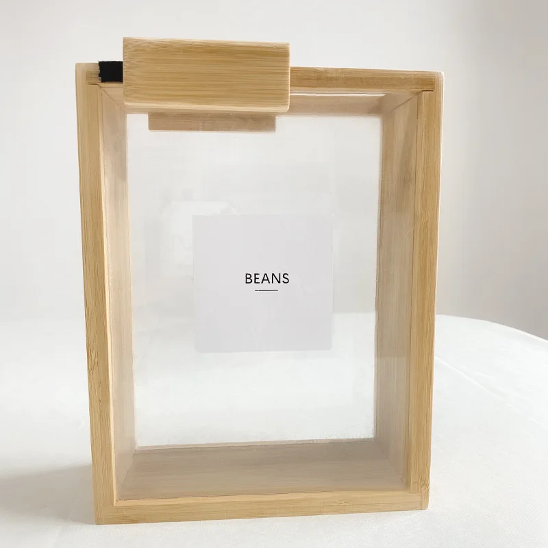 

Cross Border Household Multifunctional Wooden Storage Box, Kitchen Wooden Bean Storage Box, Creative Solid Wood Grain Distributo
