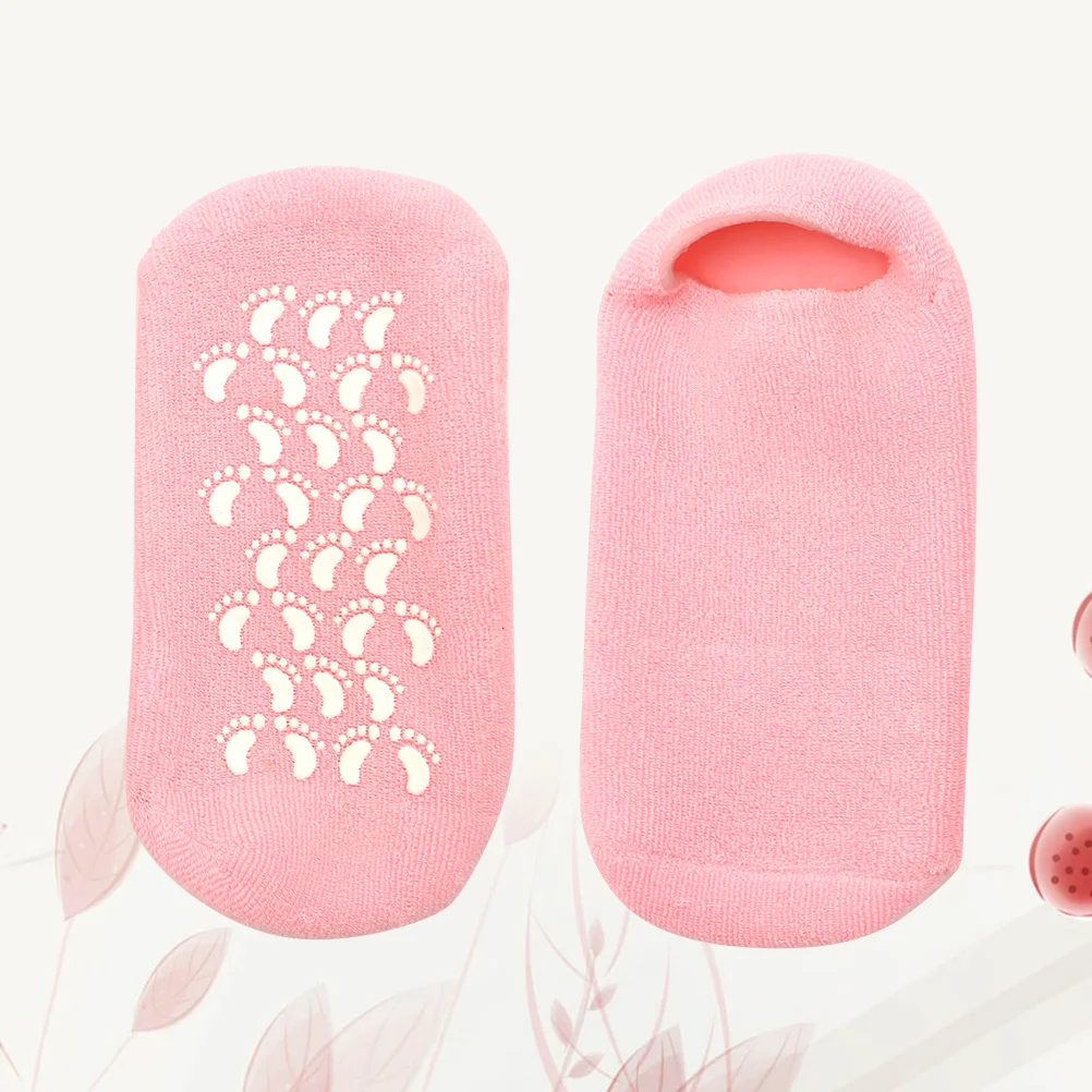 Chaussettes en gel pour femmes, 1 paire, huile essentielle, plante, hydratant, rose, Cfgel