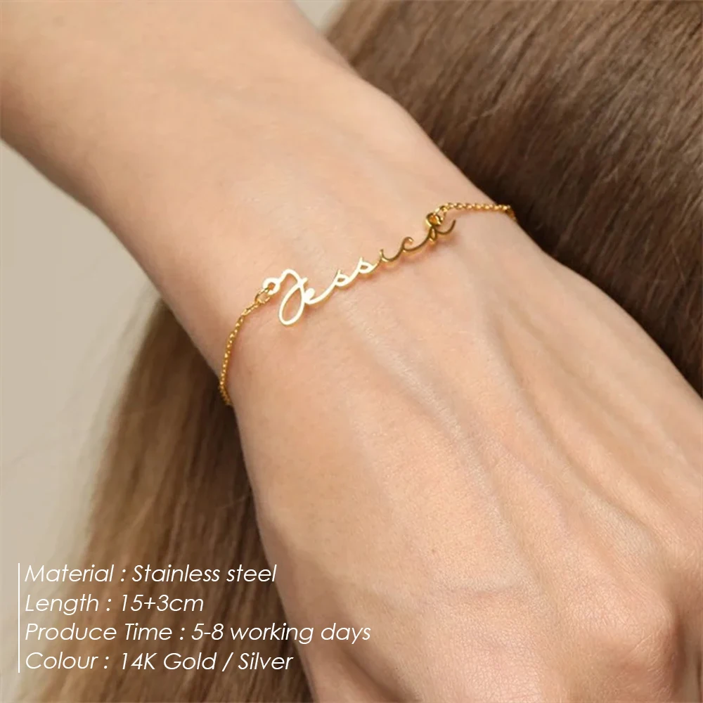 eManco Customized Name Bracelet for Women Gold Color Personalized Letter 316L Stainless Steel Jewelry Gift Support Dropshipping