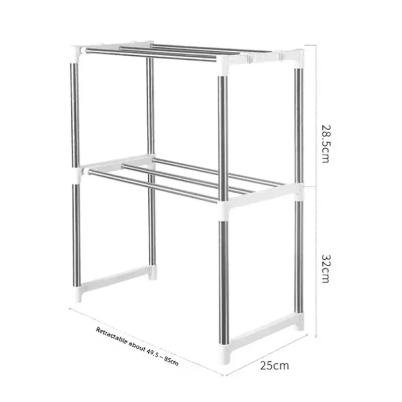 Kitchen Microwave Oven Shelf Adjustable Electromagnetic Oven Baking Chamber Rack Detachable Double Layer Rack Kitchen Organizer
