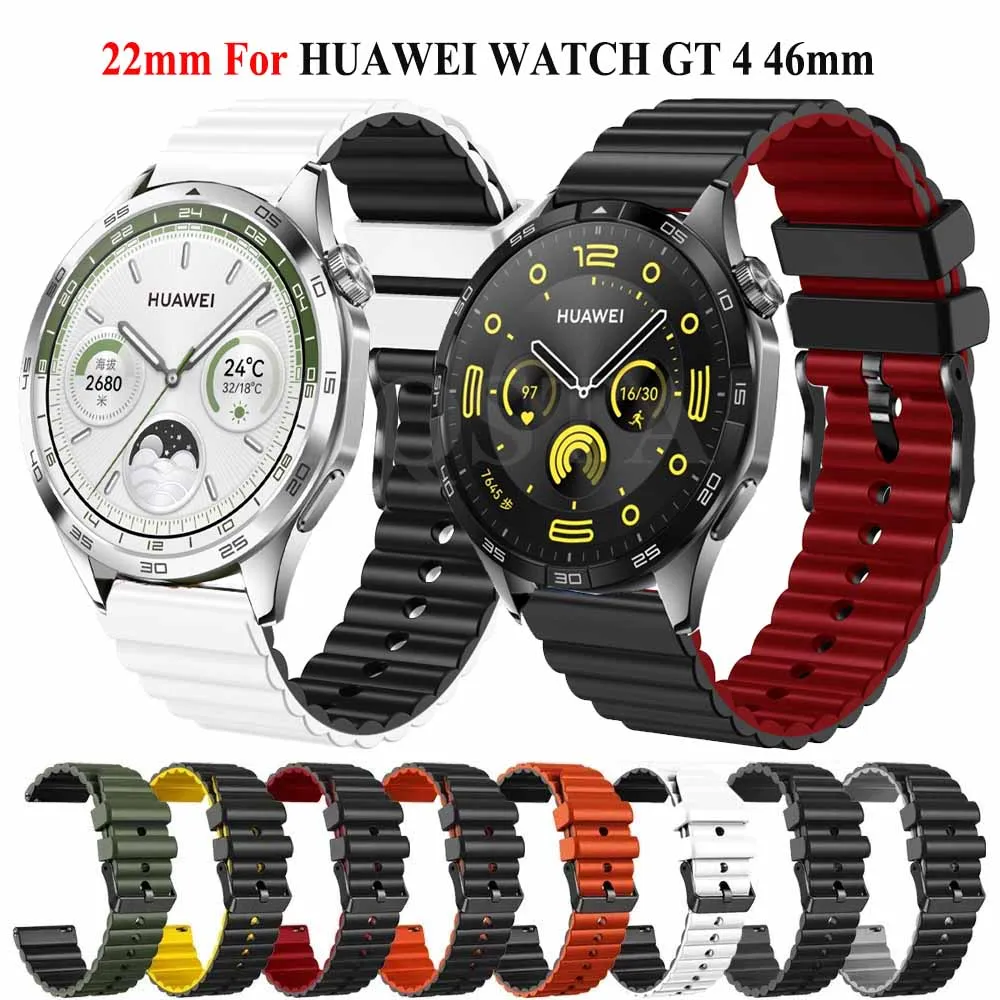 22mm Silicone Strap For Huawei Watch GT 4 46mm Watchband Bracelet For Huawei Watch 4 GT 2 GT 3 Pro 46mm SE Smartwatch Wristband