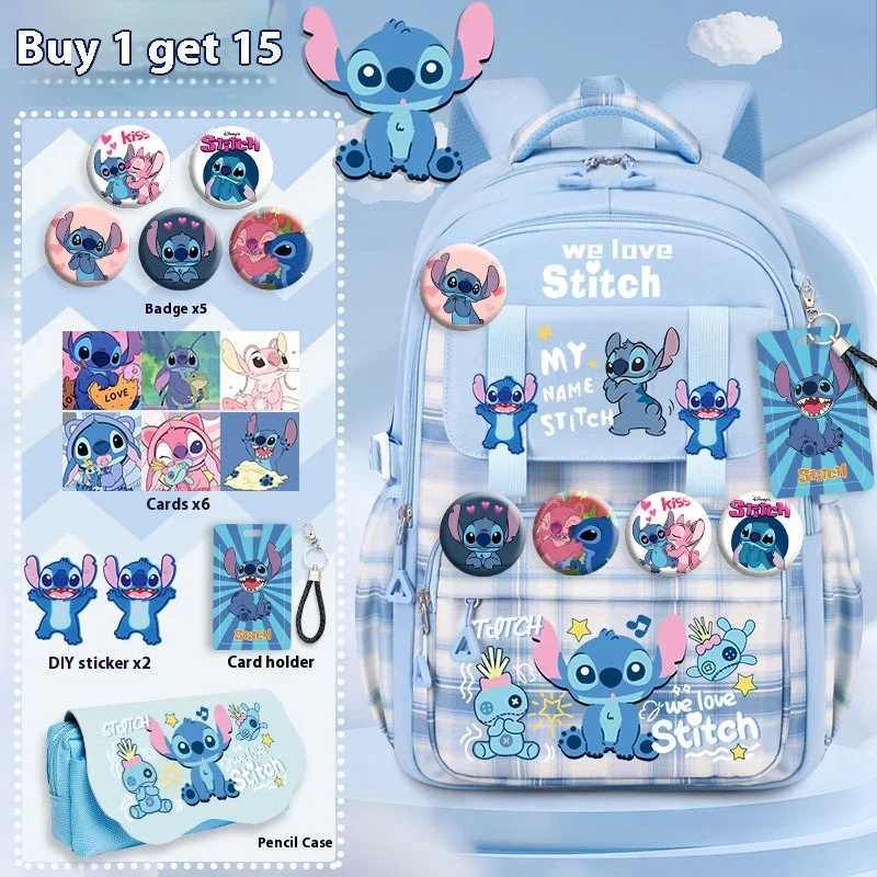 

New Disney Stitch Backpack Children Lovely Schoolbag Student Multifunctional Kawaii Backpacks Large Capacity Waterproof Backpack