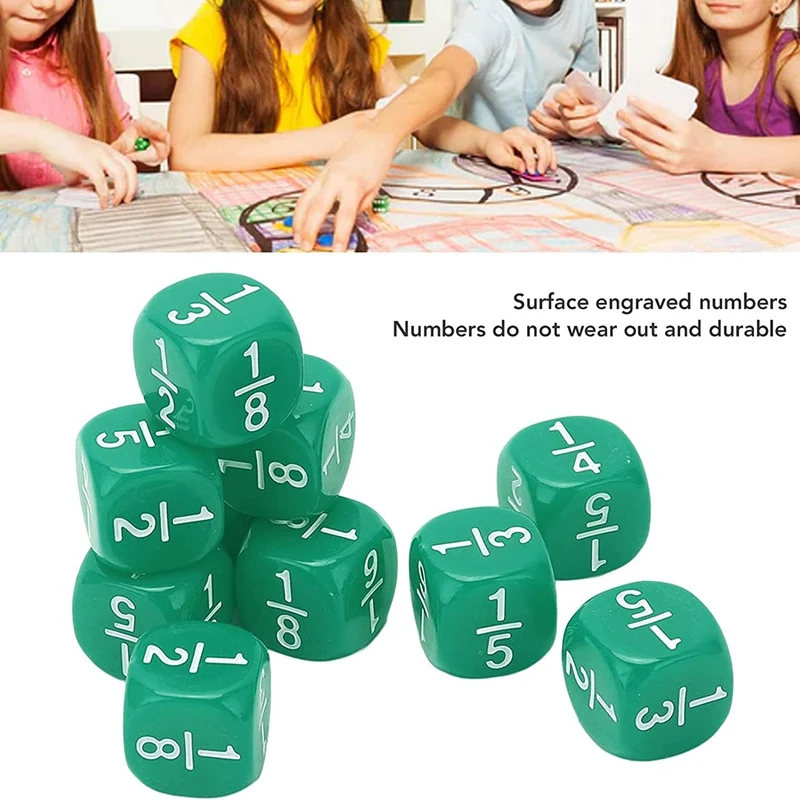 Teaching Dice Set,20Pcs Fraction Dice Class Set Acrylic,6 Sided Math Fraction Dice