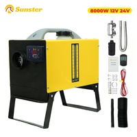 8KW 12V&24V Diesel Portable Stationary Heating With LCD Switch&Retractable base For Car RV Trailer Truck Diesel Parking Heater