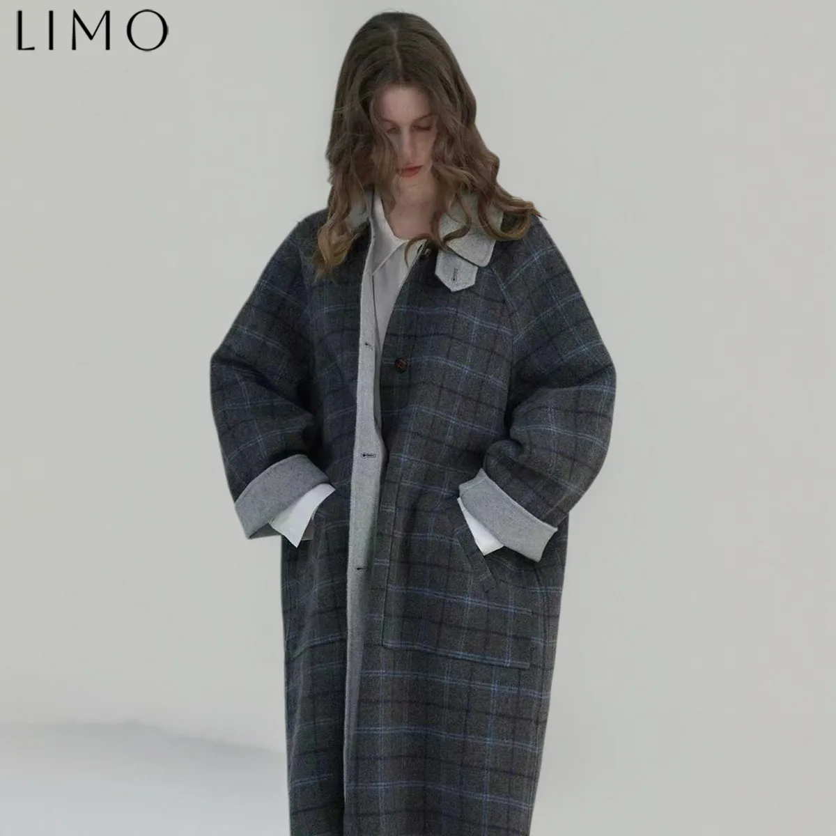 

LIMO 2025 Wool-Cotton double-breasted Coat Women Vintage Office Commute Winter Travel Streetwear Autumn Winter Chic Outerwear