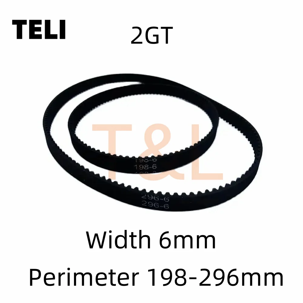 GT2 Timing Belt 2GT Width 6mm Perimeter 198-296mm