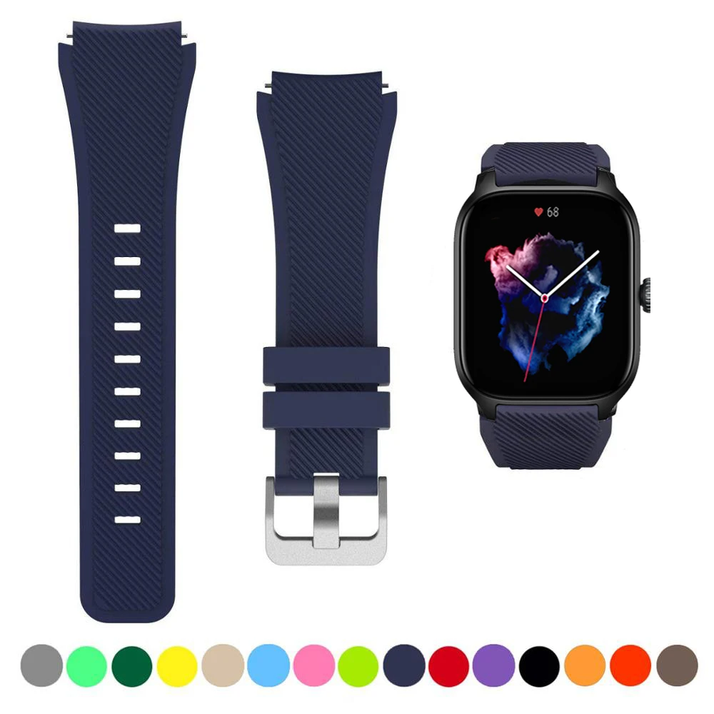 20mm/22mm Watch band For Amazfit GTS/2/2e/3/4 GTS2 Mini/GTR 4/3/Pro/47mm/GTR2/2e/stratos 2/3 Silicone Bracelet Amazfit bip strap