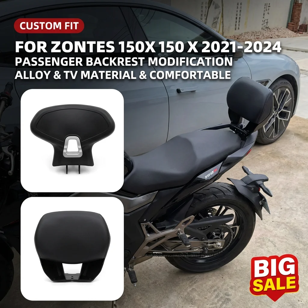Motorcycle Passenger Backrest for Zontes 150X 150 X 2021-2024, Modification Rear Seat Waist Support Cushion with Bracket