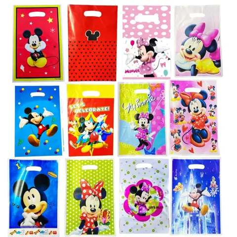 Mickey Minnie Party Gift Bags Mouse Theme Plastic Candy Bag Child Party Loot Bag Kids Birthday Party Favor Supplies Decor