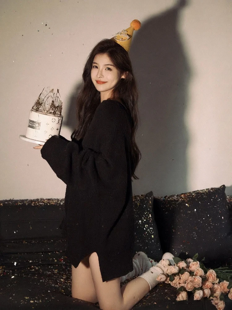 

Новинка: Черный свитер в стиле Принцесса для фотосессий, атмосферный, простой, для дня рождения, художественный, сценический костюм