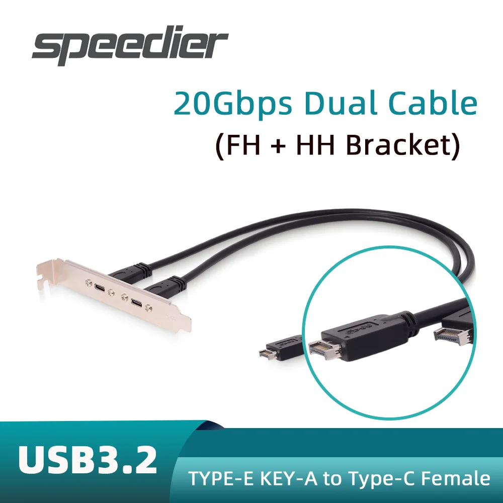 USB3.2 KEY-A To USB-C Type-C Female Data Cable TYPE-E Riser 20Gbps Barrier Line Chassis PCI Front High-Speed for Expansion Port