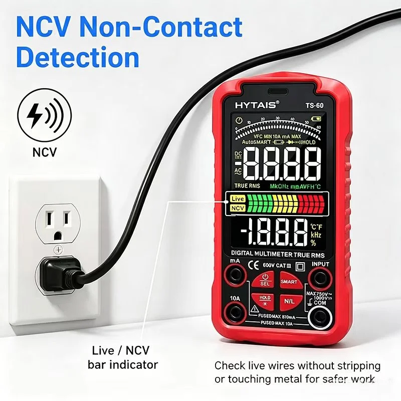 Rechargeable Digital Multimeter 6000 Measurements 10 Amps 1000 Volts, AC DC Current Voltage Automotive Electrical NCV Tester