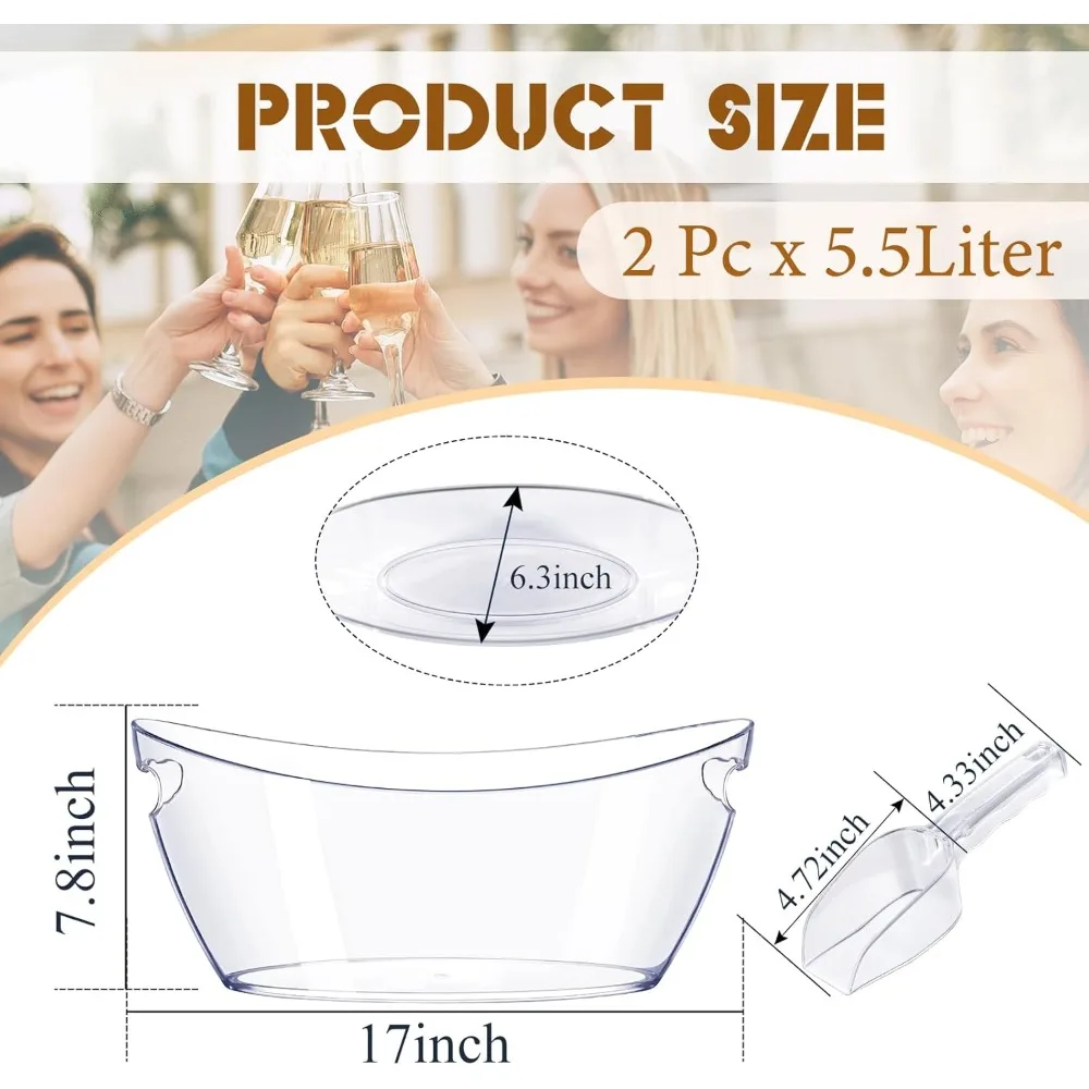 

Ice Buckets for Parties, 2pcs Acrylic Champagne Beverage with 2 Ice Bucket Scoop