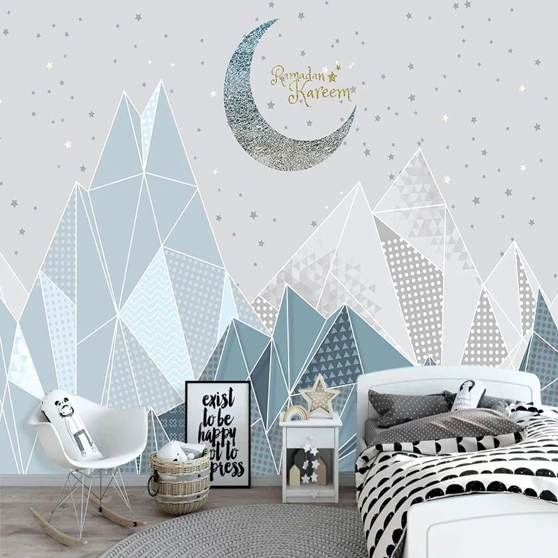 Customized products 3D Wallpaper Modern Simple Personality Geometric Children's Room Mural moon Bedroom restaurant background 8d