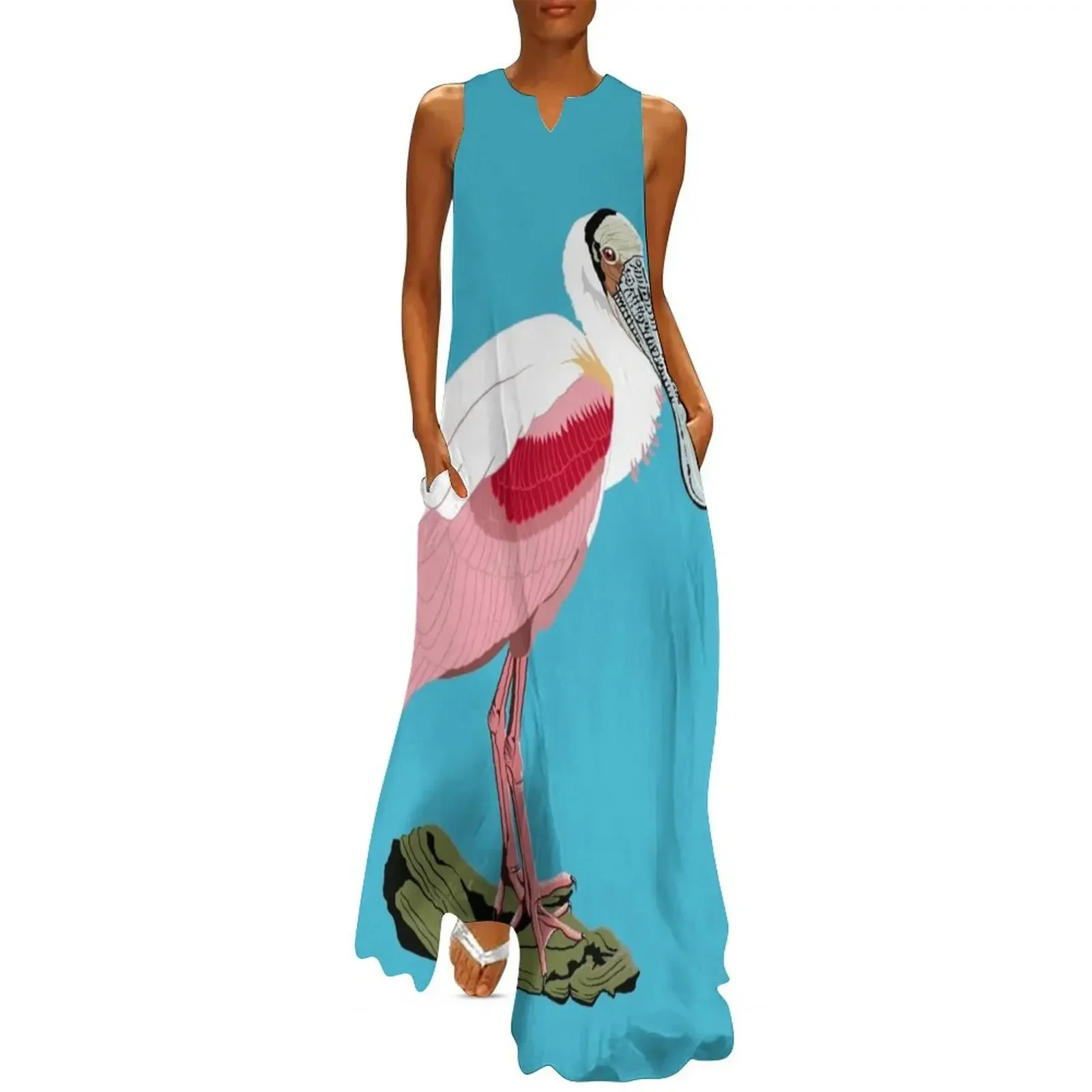 

Roseate Spoonbill Long Dress Woman clothing Evening gown elegant women's sets elegant guest wedding dress Dress