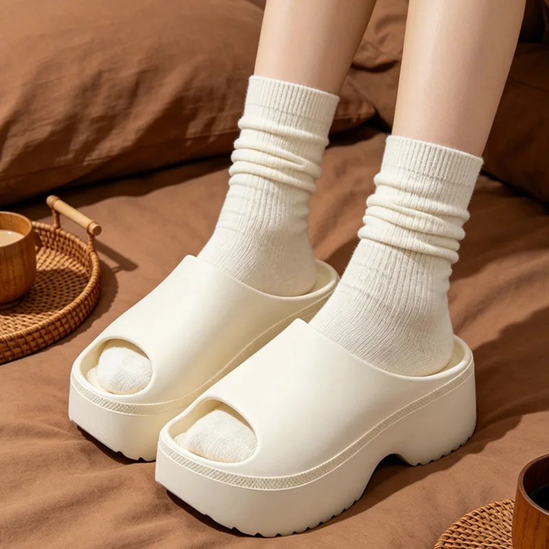 

Comfortable Thick Bottom Beach Slippers Women Summer 2026 Soft Platform Lightweight EVA Slippers Woman's Wedge Heel Sandals