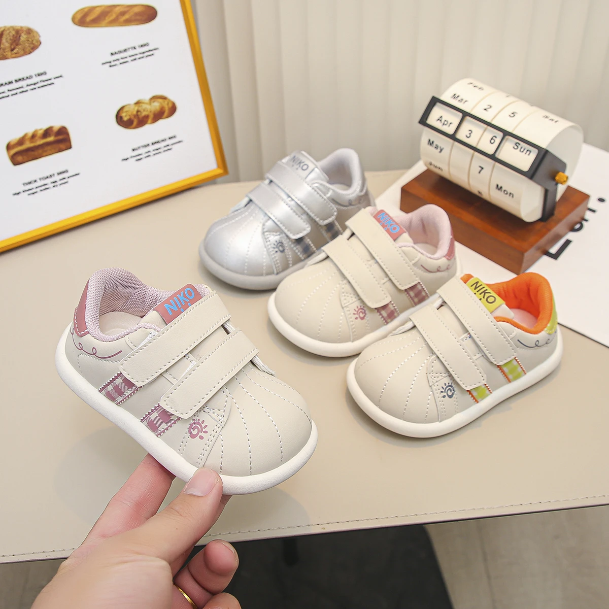 New Spring Autumn Baby Shoes Leather Toddler Kids Sneakers Outdoor Boys Tennis Soft Sole Fashion Little Girls Sneakers 18-26