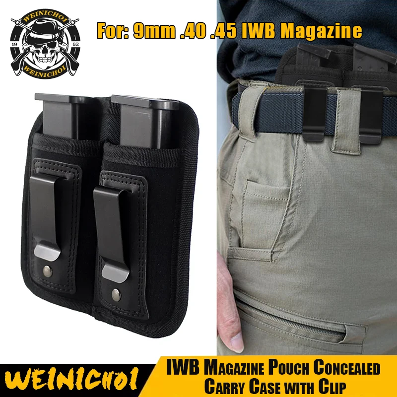 

WNC универсальная двойная сумка Mag/azine для 9 мм. 40,45 IWB Mag Ho/lster Скрытая ручка для переноски с зажимом