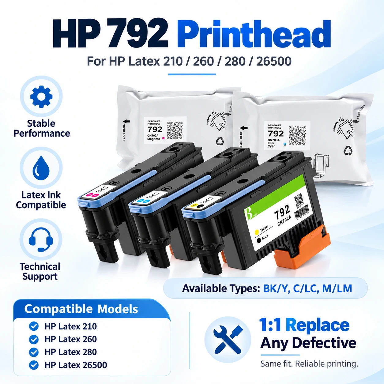 792 Printhead For HP Latex 210 260 280 Designjet L26100 L26500 L28500 Printer CN702A CN703A CN703A Print Head