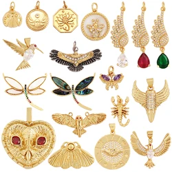 Trendy Butterfly Dragonfly Bird Scorpion Animal Charm Pendant,Cute 18K Gold Necklace Bracelet for Handmade Jewelry Supplies M77